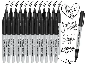 Permanent Marker Pens 24 Counts Black Fine Point Permanent Marker Sets for Wr... - Picture 1 of 7