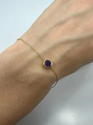 14Kt Gold Amethyst Bezel Bracelet - Image 1 of 4