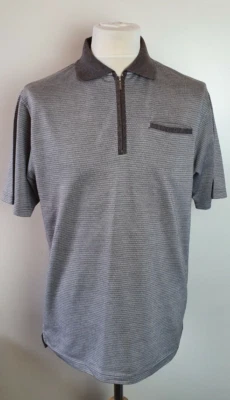 PEGASUS Mens Medium Brown Striped Collared Short Sleeve Polo T-Shirt/Top  - Image 1 of 4