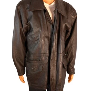 VINTAGE PHASE TWO HOODED BROWN LEATHER JACKET MENS SIZE Medium - Picture 1 of 9