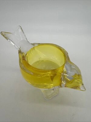Studio Silversmiths Crystal Glass Yellow Bird Votive Tea Light Candle Holder - Image 1 of 4
