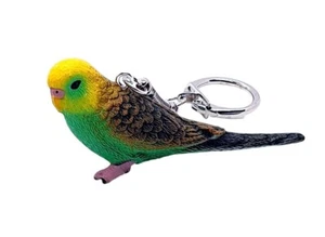 Unique GREEN BUDGIE KEYRING bird PET handmade BUDGERIGAR large KEYCHAIN gift bag - Picture 1 of 2