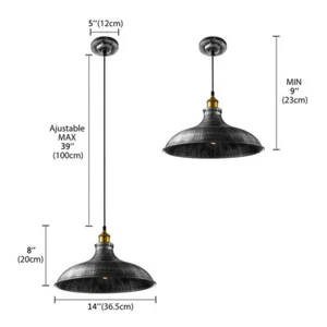 Industrial Aged Silver Chandelier Warehouse Pendant Lamp Kitchen Light Fixture - Picture 1 of 22