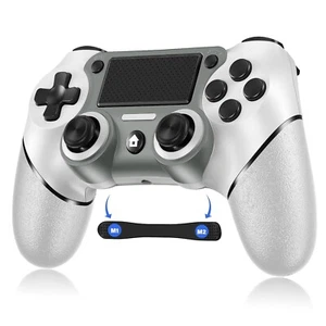 Sombbry Wireless Controller for PS4, Wired P-4 Controller with Paddles, White... - Picture 1 of 8