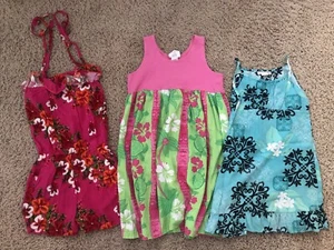 Lot of 3 Hawaiian Dresses / Romper Girls Sizes 5 and 6 : Aloha Tiki Torch Turtle - Picture 1 of 10