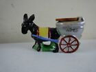 Vintage Japan Hand Painted Porcelain Mule Donkey Cart Ashtray, Wooden Lid, NEW 2