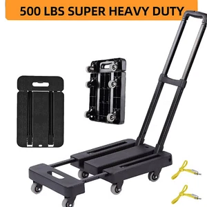 Carro de empuje de alta resistencia carro de plataforma con plataforma de carretilla capacidad de 500 libras con placa duradera - Imagen 1 de 12