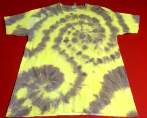 Mens 100% cotton Tie Dye T-shirt "yellow brown double spiral" size Medium, new. - Imagen 1 de 2