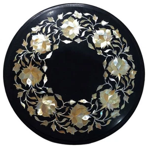 12" Marble Side/ End Table Top Floral Inlay Handmade Work Home Decor - Picture 1 of 5