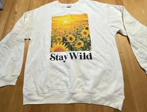 Wound Up Stay Wild Sunflower Field Womens Pullover Fleece Large Sweatshirt XL - Picture 1 of 5