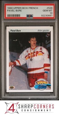 1990 UPPER DECK FRENCH #526 PAVEL BURE RC YOUNG GUNS HOF PSA 10 - Image 1 of 2