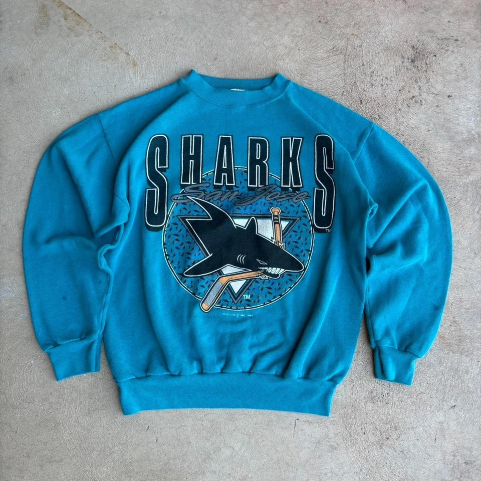 San Jose Sharks vintage NHL sapphire color crewneck Sweatshirt VK03800 - Image 1 of 1