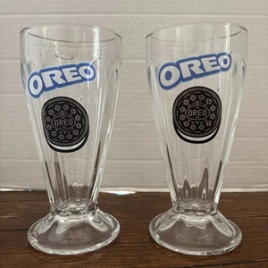 Oreo Cookie Milkshake Fluted Sundae Drinking Glasses Set of 2 - Picture 1 of 2