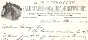 Carta intestata Moosup Plainfield CT Sprague cavallo stalla Connecticut - Foto 1 di 3