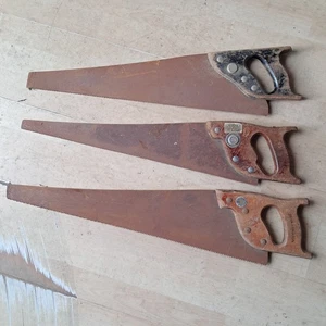 Vintage Woodworking Handsaw Ripsaw Bundle (with wood handles) - Picture 1 of 13