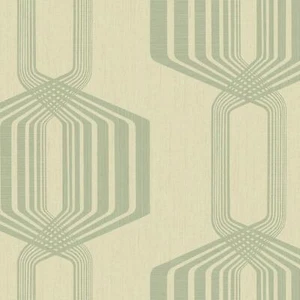 Wallquest Camden Geometric Sage Wallpaper Modern Stylish Acrylic Coated Paper - Picture 1 of 5