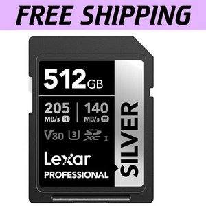 512GB Professional Silver SD Card: 205MB/s for 4K Video & Enhanced Durability - Picture 1 of 8