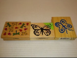 ASST RUBBER STAMPS: WINGED BUTTERFLY, BUG BACKGROUND, BUTTERFLY,  LOT OF 3, NNB - Picture 1 of 4
