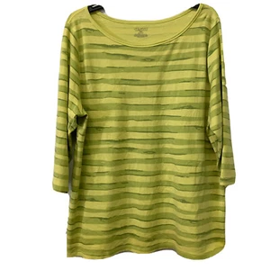 Lane Bryant Top Womens 18 20 Green Multicolor Printed Cotton Boat Neck Blouse - Picture 1 of 3