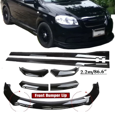 Front Bumper Lip Spoiler Splitter For Chevrolet Aveo Glossy Black Body Kit - Image 1 of 4