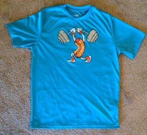 Athletic Works Boys sz XXL 18 Blue Hot Dog Graphic short sleeves T-Shirt Mint #B - Picture 1 of 9