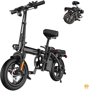 Ebike 400W 48V Electric Folding Bike Bicycle 14" Tire 25mph E-Bike - Picture 1 of 10