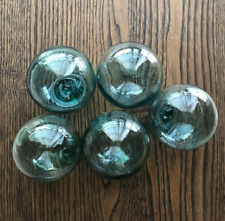 Glass Fishing Float Buoy Ball Vintage Japanese set of 5 Balls 2.4" Interior Rare