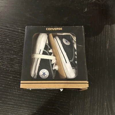 CONVERSE BOTINES CUNA RECIÉN NACIDO Negro 8J231 PRIMER ALL STAR ZAPATOS DE BEBÉ TALLA 4 Conv Foto 1 de 4