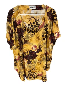 We Be Bop Tunika Top 2X Art to Wear Lagenlook Vintage Perlen Popover Blumen - Bild 1 von 4