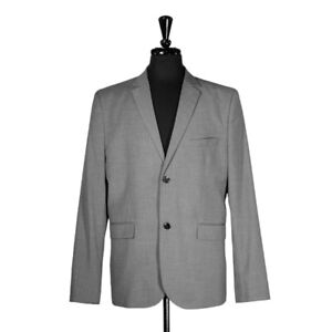 H&M Mens Blazer Gray Polyester Viscose Slim Fit Lined Suit Jacket Sport Coat 44R