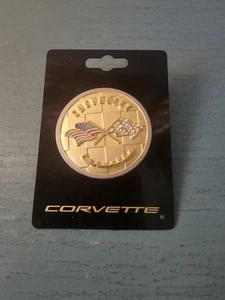 Vintage New/Old Stock Chevy Corvette 50th Anniversary Pin On Placard - Top - Bild 1 von 3