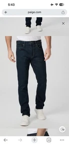 Paige Federal Slim Fit Jeans dunkelblau Kontrastnähte 34 x 33,5" UVP 189 $ neu mit Etikett - Bild 1 von 10