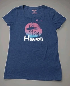 Old Navy Womens XS Blue Graphic Tee Hawaii Surf 94 Casual Basic Vacation Lounge - Picture 1 of 12