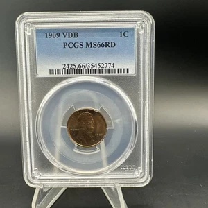 1909 VDB 1C Lincoln Wheat Cent - PCGS MS66 RD - Free Shipping - Picture 1 of 8