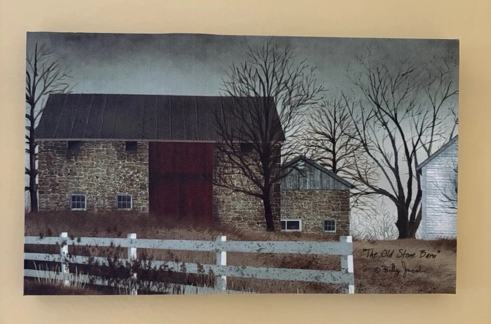 Billy Jacobs “The Old Stone Barn” Canvas Print. Barn Hanging Picture. 6”x10” - Image 1 of 4