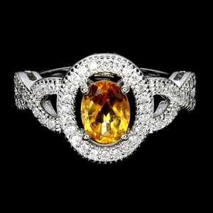 925 Sterling Silver Ring Oval Citrine 8x6mm Natural Gemstone Jewelry Size 8 - Picture 1 of 14