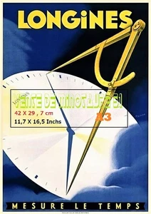 Montres -Longines mesure le temps -le compas - Poster A3 plastifié - Bild 1 von 23
