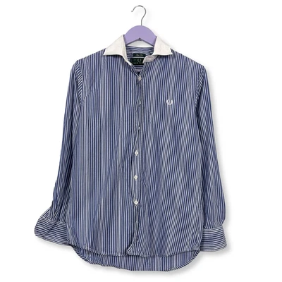 Camicia Fred Perry a righe blu e bianca in cotone slim fit - Taglia S uomo - Immagine 1 di 4