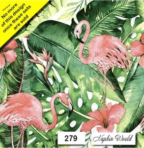 (279) ZWEI Papier LUNCHEON Decoupage Kunst Handwerk Servietten - PINK FLAMINGO TROPICAL - Bild 1 von 3