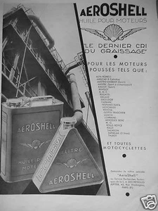 PUBLICITÉ 1932 AÉROSHELL HUILE POUR MOTEUR ALFA BUGATTI FARMAN ROLLS HISPANO M.G - Picture 1 of 1