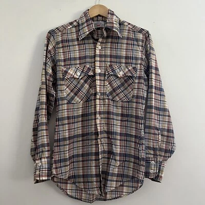 Vintage 80s Levi’s White Tab Western Plaid Long Sleeve Paper Thin Shirt Small - Image 1 of 4