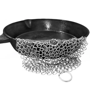 Cast Iron Skillet Cleaner 316L Stainless Steel Chainmail Scrubber Durable - Picture 1 of 6