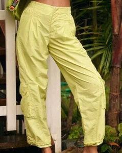 NWOT FREE PEOPLE Movement Mesmerize Me Cargo Pleated Pants Relaxed Boho sz LRG - Picture 1 of 9