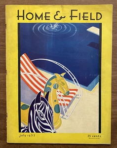 Vintage Home & Field Magazine July 1933 Dogs Gardens Games Toys Blueprints Ads - Imagen 1 de 24