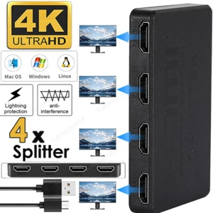 HDMI 4K 4 Port Hub Multi Splitter & Amplifier For 3D HDTV 1080P 1X4 1 In 4 Out - Picture 1 of 11