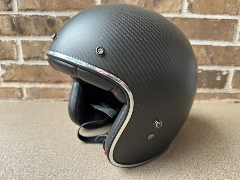 Capacete de carbono Bell Custom 500 vintage retrô couro fibra de carbono grande - Imagem 1 de 4