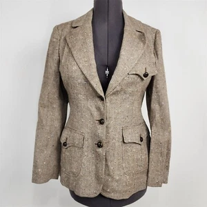 Chaqueta blazer vintage años 70 Sir For Her marrón beige tweed para mujer - Imagen 1 de 10