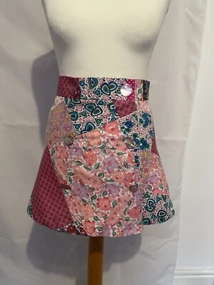 HANDMADE Vintage Fabric Patchwork Wrap Mini Skirt W30" L15.5" BNWT size 8? - Image 1 of 2