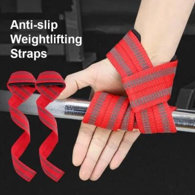 Correas de levantamiento de gimnasio peso muerto guantes de fitness cinturón de levantamiento de pesas empuñaduras antideslizantes ↙ Foto 1 de 4