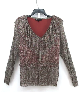 INC International Concepts Shirt Women Size XL Red Sheer Ruffles Line Blouse Top - Picture 1 of 7